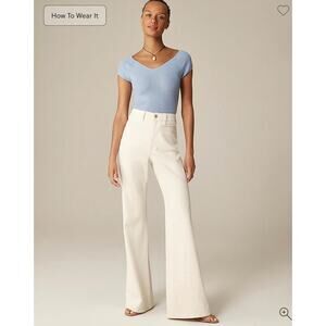 J. Crew Petite high-rise flare jean In Ecru NWT size 30P